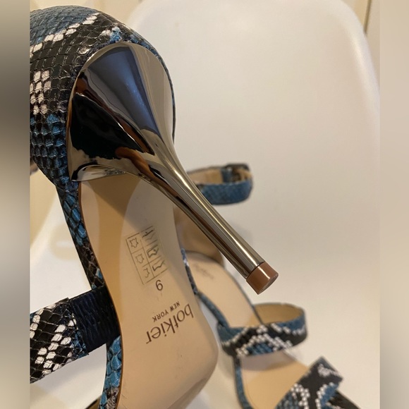 Botkier Lorri Ankle Strap Sandal In Blue Snake Print Leather Size 9 - Picture 4 of 11